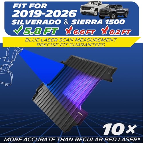MICHELIN Truck Bed Mat for 2019-2026 Chevy Silverado/GMC Sierra 1500 5.8 FT / 69.9" Only (Not Fit Optional CarbonPro Bed), All-Weather Truck Bed Liner, Custom Fit, Durable TPE Bedliner, Non-Slip - size: 2) Silverado/Sierra 1500 | 19-26 | 5.8 FT