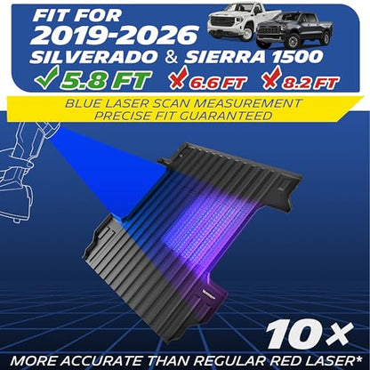 MICHELIN Truck Bed Mat for 2019-2026 Chevy Silverado/GMC Sierra 1500 5.8 FT / 69.9" Only (Not Fit Optional CarbonPro Bed), All-Weather Truck Bed Liner, Custom Fit, Durable TPE Bedliner, Non-Slip - size: 2) Silverado/Sierra 1500 | 19-26 | 5.8 FT