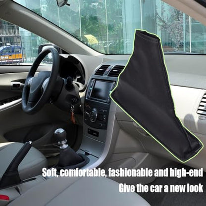 Car Shift Gear Stick Handbrake Cover Manual Shift Boot Black Leather Boot Cover Case for to-yo-ta Co-Rolla 2007 2008 2009 2010 2012 2013 - color: Handbrake dust cover