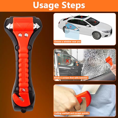 Car Window Breaker Hammer and Seat Belt Cutter 2-in-1, Car Accessories, Emergency Escape Tool, Safety Glass Breaker, Automotive Safety Essentials, Truck Accessories, 2 Packs - color: 2 Packs