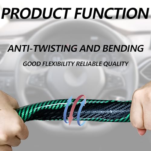 2pcs Universal Fit Carbon Fiber Steering Wheel Cover, Anti-Skid Steering Wheel Cover/Segmented Steering Wheel Protector/Car Interior Accessories (Bright Green) - color: Bright Green