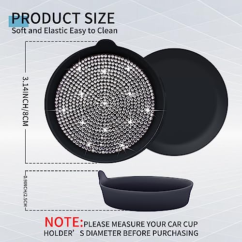 Car Cup Coaster Universal Non-Slip Cup Holders Bling Crystal Rhinestone Car Interior Accessories 2 Pack Black Whole Rhinestone - color: Black Whole Rhinestone, size: 2 Pack