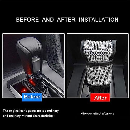Bling Auto Gear Shift Knob Cover,Auto Shift Gear Cover with Crystal Glitter Bling Rhinestones,Car Knob Gear Stick Protector (Big White Diamond - size: Gear Shift （Big white diamond）