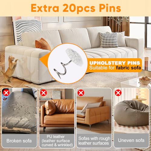 Cat Scratch Furniture Protector - 118.11"*15.75" Couch Protector from Claws - Deterrent for Furniture - Anti-Scratch Sofa Clear Protectors for Pet - Single Side Cat Tape for Door Wall