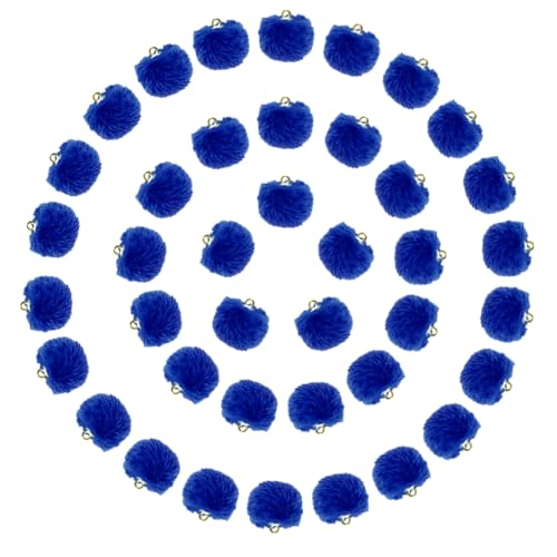 Tupalizy 50PCS Fluffy Pom Poms Charms Soft Fuzzy Faux Fur Puff Ball Pendant for Keychains Bracelets Earrings Jewelry Making Tassels Bags DIY Crafts Party Favors Gifts Accessories - color: Royal Blue