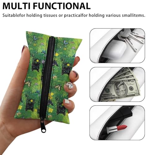 Car Tissue Bags, Travel Tissue Bags Mini Daily Items Organizer Pouch Car Tissues Packs Lightweight Items Easy to Carry Black Cat Print - color: Black Cat Print