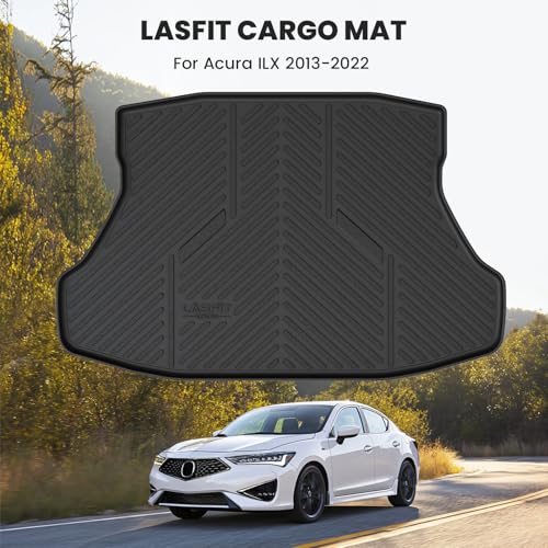 LASFIT Cargo Mat for Acura ILX 2013-2022 Sedan, Trunk Mat Cargo Liner with Raised Edges All Weather TPE Trunk Liner for Rear Cargo Area Protection, Black - size: 2013-2022 | For Acura ILX | Cargo Mats