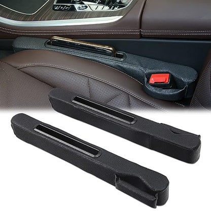 2 Pack Car Seat Gap Filler with Storage Box,Car Console Gap Filler,Fill the Gap Between Seat and Console,Prevent Things from Dropping,Convenient to Storage Keys and Phone(Black2) - color: Black2