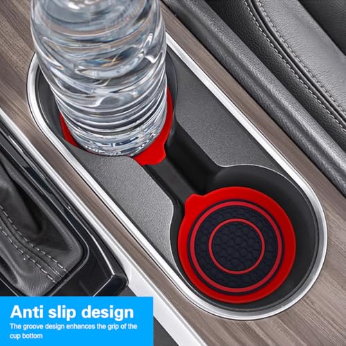 Mandark Car Cup Holder Coaster, 2.75 Inch Non-Slip Vehicle Cup Holder Insert Mats, Dustproof Automotive Interior Console Cup Insulated Pads Accessories, Universal for SUV, Sedan, Truck (Red) - color: Red