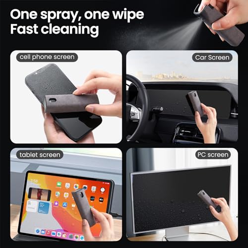 2 Pcs Screen Cleaner Kit, 3-in-1 Touchscreen Mist Cleaner Spray Bottle Tool & Microfiber Cloth for Phone/Laptop/Tablet/TV/Monitor/Car Screens(Grey) - color: 2 Pcs-Grey
