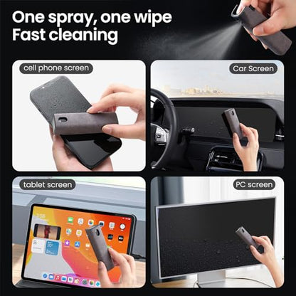2 Pcs Screen Cleaner Kit, 3-in-1 Touchscreen Mist Cleaner Spray Bottle Tool & Microfiber Cloth for Phone/Laptop/Tablet/TV/Monitor/Car Screens(Grey) - color: 2 Pcs-Grey