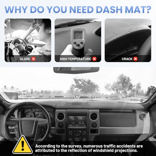 Sunsdrew Dash Cover for 2009-2014 Ford F150 Dashboard Cover Mat for F-150 Suede Dash Mat Accessories Sun Shade Nonslip Mesh Protector No Glare(with Light Sensor) - size: 09-14 F-150Dash Cover