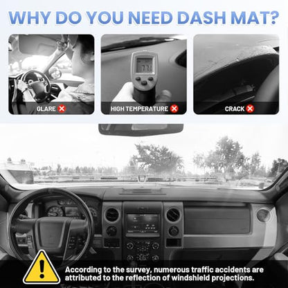 Sunsdrew Dash Cover for 2009-2014 Ford F150 Dashboard Cover Mat for F-150 Suede Dash Mat Accessories Sun Shade Nonslip Mesh Protector No Glare(with Light Sensor) - size: 09-14 F-150Dash Cover