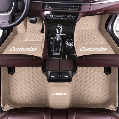 Custom Making Car Floor Mats for 97.5% Car Model Luxury Leather All Weather Waterproof Anti-Skid Full Coverage Liners (Beige) - color: Beige