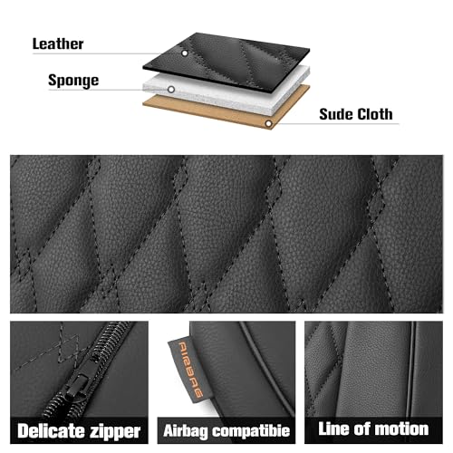 Faux Leather Car Seat Covers Full Set,Luxury and Comfortable Covers for Cars,Split Bench Compatible Car Interior Covers,Universal Fit for Suvs,Vans,Trucks,Airbag Compatible(5-Seat Black)
