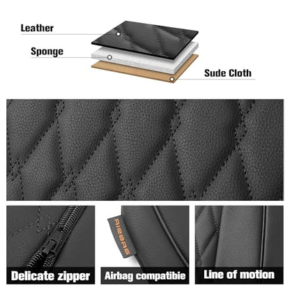Faux Leather Car Seat Covers Full Set,Luxury and Comfortable Covers for Cars,Split Bench Compatible Car Interior Covers,Universal Fit for Suvs,Vans,Trucks,Airbag Compatible(5-Seat Black)