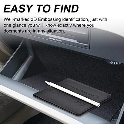 Car Registration and Insurance Holder, Vehicle Glove Box Car Organizer Men Women Wallet Accessories Case for Cards, Essential Document, Driver License, Black - color: Black