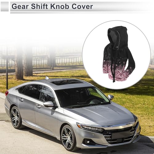 1 Pc Universal Gear Shift Knob Cover Automotive Manual Stick Shifting Handle Protector Flower Hoodie Style Black,Pink Polyester
