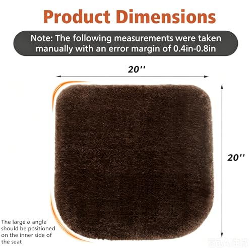 Faux Fur Car Seat Cushion 20 Inch, 18mm Medium Pile Seat Pad with Non-Slip TPE Backing for Cars, SUVs, Trucks, Office Chairs, Brown - color: Brown