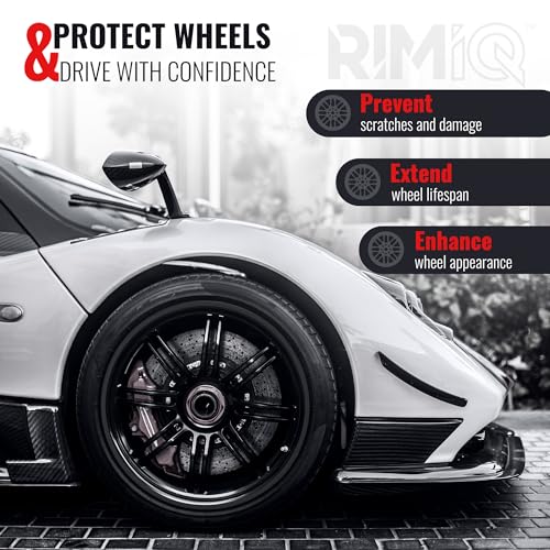 RIMiQ PROTECTiQ PRO Universal Rim Protection Trim - Curb Rash Guard with Award-Winning Patented Design and Premium 3M Tape - Fits Up to 4X 24 Wheels, Cars, Trucks, SUVs - Black