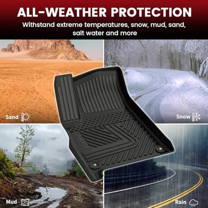 LASFIT Floor Mats for Rivian R1S 2022 2023 2024, All Weather Floor Liner TPE Custom Fit Car Mats for Rivian R1S 1st & 2nd & 3rd Row Rubber Mats, Black,Tasteless, Durable and Easy to Clean - size: 2022-2024 | For Rivian R1S | 1st & 2nd & 3rd Row
