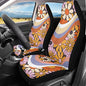 INSTANTARTS 2pcs/Set Car Seat Covers Swirl Wavy Hippie Flower Vehicle Bucket Seat Cover Colorful Breathable Stretchy Driver Seat Covers for Women - color: Abstract Hippie Flower