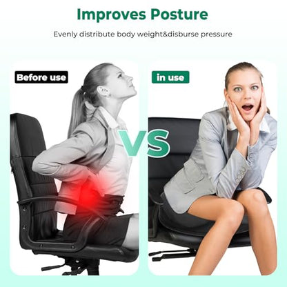 SAHEYER Donut Pillow for Tailbone Pain, Memory Foam Hemorrhoids Pillow for Sciatica Nerve, Sciatica Hip Coccyx Seat Cushion for Long Sitting Office Workers, Car Drivers, Black
