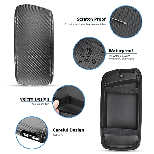 INTGET Car Center Console Armrest Cover for Kia Optima Accessories 2016 2017 2018 2019 2020 Leather Middle Console Arm Rest Box Lid Seat Cover Protector Cushion Saver (Carbon Fiber Texture) - color: Carbon Fiber Texture