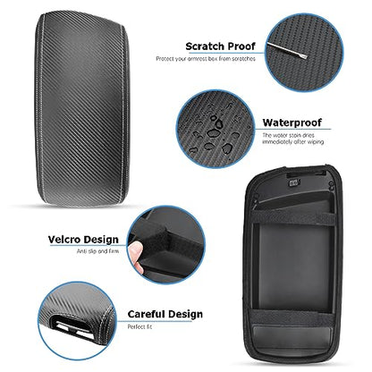 INTGET Car Center Console Armrest Cover for Kia Optima Accessories 2016 2017 2018 2019 2020 Leather Middle Console Arm Rest Box Lid Seat Cover Protector Cushion Saver (Carbon Fiber Texture) - color: Carbon Fiber Texture
