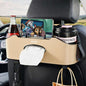 Mu&Ti Back Seat Car Organizer,4+2 in 1 Multifunctional Car Back Seat Storage Box with 2 Cup Holders, Tissue Box and Hook - Ideal for Kids and Travel(Beige) - style: Car Storage Box（beige）