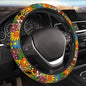 Hippie Flower Neoprene Steering Wheel Cover for Men Women Anti-Slip Elastic Steering Wheel Protective Cover 15in Universal Car Accessories Fit Cars, SUVs, Auto - color: Hippie Flower