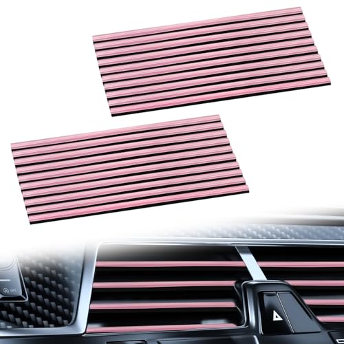 Automotive 20PCS Universal Car Air Conditioner Vent Trim Decoration Strip Bendable Vent Outlet Trim for Most Cars SUVs and Trucks with Straight Grilles,Pink - color: Pink