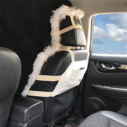 Faux Fox Fur Car Seat Cover for Cars SUV Trucks Universal Fit, Soft Plush Synthetic Fox Buck Fur Car Seat Cushions by FLMaples (White Brown Tip) - color: White Brown Tip