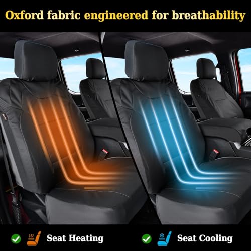 Coverado Front Seat Covers, Waterproof Oxford Seat Protector for Car Seat Cushions for Kids & Dogs, Compatible with 2015-2026 Ford F150 & 2017-2026 Ford F250 F350 F450 (Black, 2PCS)