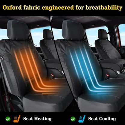 Coverado Front Seat Covers, Waterproof Oxford Seat Protector for Car Seat Cushions for Kids & Dogs, Compatible with 2015-2026 Ford F150 & 2017-2026 Ford F250 F350 F450 (Black, 2PCS)