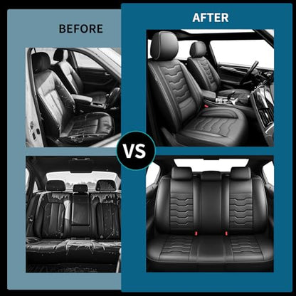 Fit Ridgeline Car Seat Covers Compatible with Honda Ridgeline 2007-2026 -Premium Leather， Waterproof Breathable， All-Weather Seat Cushion Protecto&Airbag Compatible (2 Front Seat Black) - color: Front Pair 【Black #02】, size: For Honda Ridgeline 2007-2025