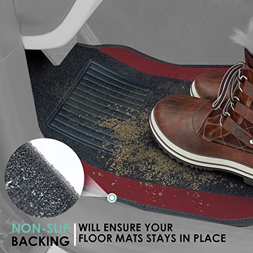 FH Group Automotive Floor Mats – Universal Fit Premium Carpet Car Mats with Driver Heel Pad, Full Set for Cars, SUVs & Trucks - Burgundy - color: Burgundy