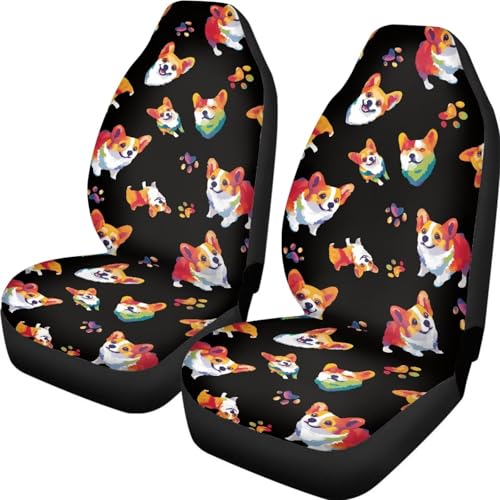 Cute Corgi Dog Paw Print Universal Car Seat Covers for Women Auto Interior Seats Cushion Protector Accessories Decoration - color: Cute Corgi Dog Paw Print 86