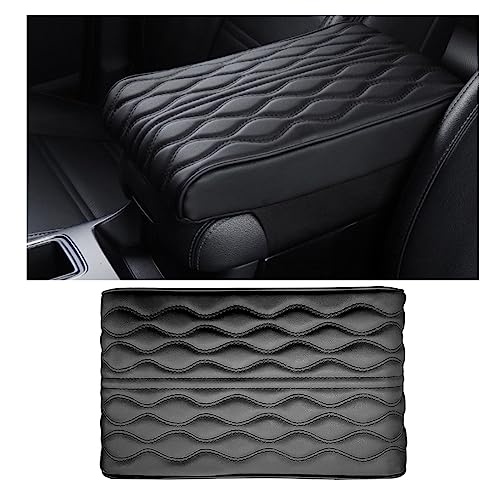 Ziciner Car Center Console Cover, Leather Memory Foam Armrest Cushion Protection Pad, Waterproof Hand Rest Pillow with Height Increase, Universal Accessory for Most Car (Black) - color: Black, size: Wave Pattern/12.6"x8.5"