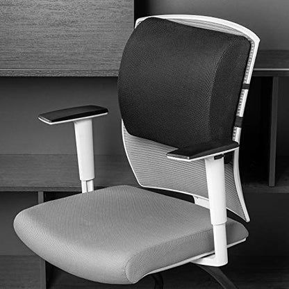 Amazon Basics Rectangular Memory Foam Back Support Cushion for Office Chairs, Non-Slip Base for Long Sitting, Black - size: Back Support Cushion, style: Memory Foam