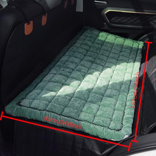 Backseat Pet Bed Mat, Truck Plaid Dog Bed for Car Back Seat, Deluxe Dog Seat Covers, Non-Slip Travel Pet Mat, Fit for Backseat Extenders and Trucks SUVs (Green, 24.8x54 inch) - color: Green