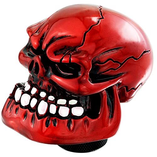 Skeleton Shifter Knobs Skull Gear Lever Handle Car Shift Head Fit Most Manual Automatic Transmission, Red - color: Red