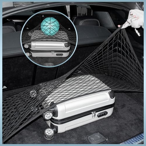 Cargo Net for SUV Trunk Net Organizer 35.4 x 11.8 inches, Elastic Heavy Duty Storage Mesh Net with Hooks Double-Layer Car Rear Cargo Net for Sedan, Vehicle
