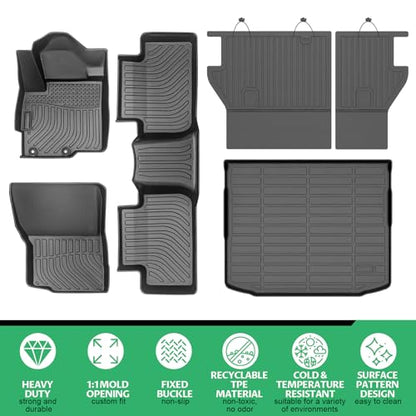 Floor Mats for Mitsubishi Outlander Sport 2011-2024, Outlander Sport Floor Mats Full Set Custom Fit Floor Liners & Backrest Mat & Cargo Liner, TPE Summer Winter Non-Slip Waterproof Mats Accessories