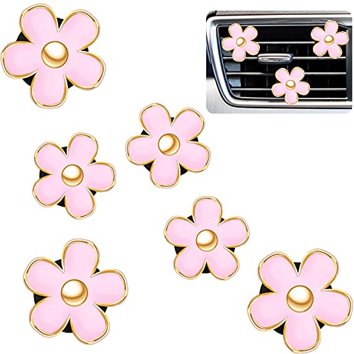 Frienda 6 Pcs Daisy Flower Air Vent Clip Accessories Air Conditioning Outlet Clip Car Air Freshener Dashboard Accessories Charm Car Inter Decor(3 cm, 3.3 cm,Pink) - color: Pink, size: 1 Count (Pack of 6)