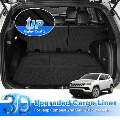 Cartist Cargo Mat for Jeep Compass 2017-2025 2026, All Weather Cargo Mat for Compass Accessories, Heavy Duty Trunk Mat with Backrest Mat, Car Accessories - size: 1)Jeep Compass 17-26