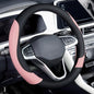 Coverado Car Steering Wheel Cover, Nappa Leather Black & Pink Steering Wheel Covers for Women, Universal 14-15 inch, Anti-Slip, Breathable Steering Wheel Protector - color: B-BlackPink