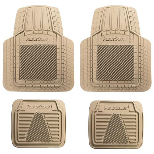 PantsSaver 3D All Weather Car Floor Mats - Trimmable Waterproof Rubber Liners All Season Protection for Car, Truck, SUV, Minivan - Fits Honda, Ford, Toyota, Nissan, Hyundai, Jeep & More 4 PC Set, Tan - color: Tan 4 Piece Set