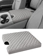 Sinvanho Center Console Armrest Cover for 2015-2025 Ford F150 F250 F350 F450 F550 with 40/20/40 Jump Seat, PU Leather Middle Console Cover Seat Box Lid Protective Cover Cushion Pad, Truck Accessories - color: Grey Edge