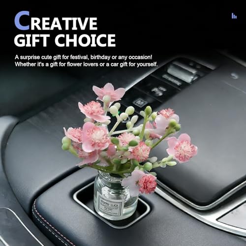 3 PCS Mini Daisy Flower Car Dashboard Decoration, Cute Glass Vase Car Interior Accessories for Women, Self-Adhesive Daisy Dashboard Ornament, Universal for Most Cars Trunks SUVs